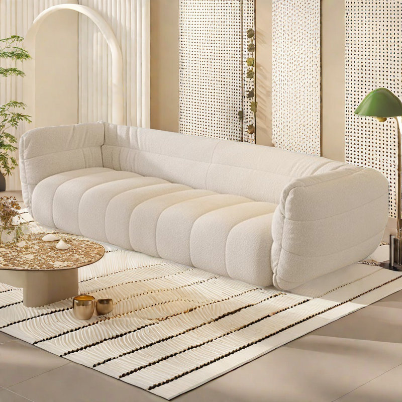 Cream Style Simple Modern Straight Row Fabric Sofa